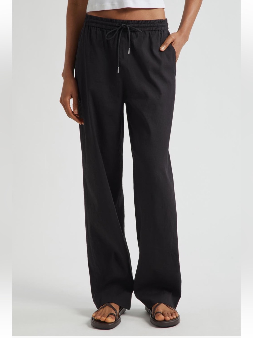 Theory Linen Blend Drawstring Pants Size M